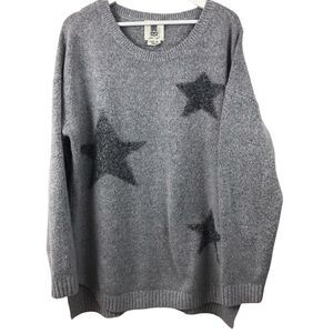 Lili’s Closet Women's XL Star Print Tunic Sweater Gray Silver Metallic Casual